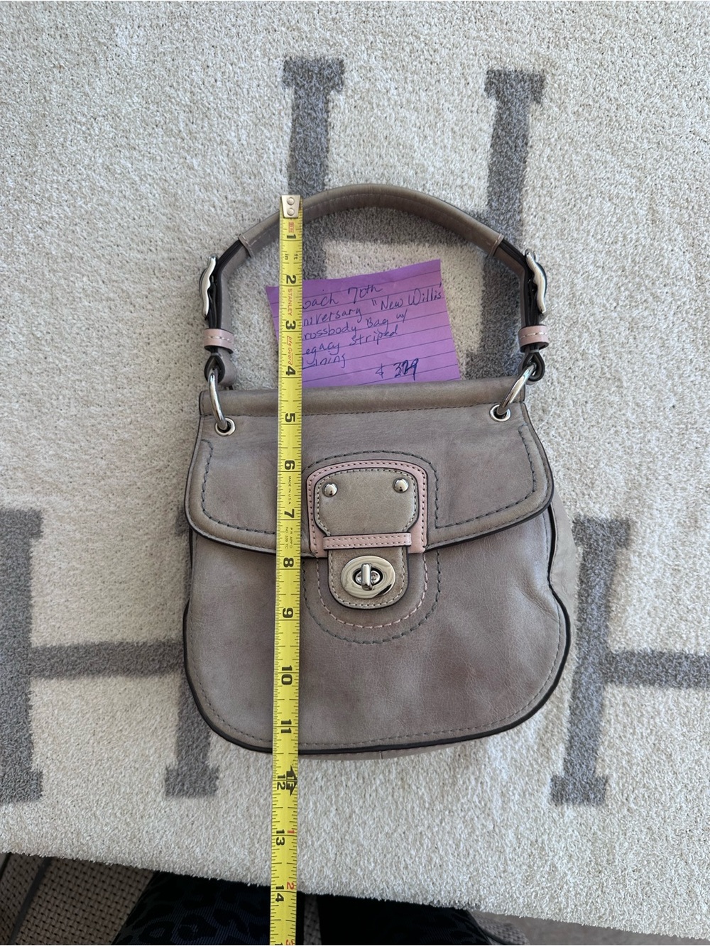 Taupe Leather Coach 70th anniversary bag